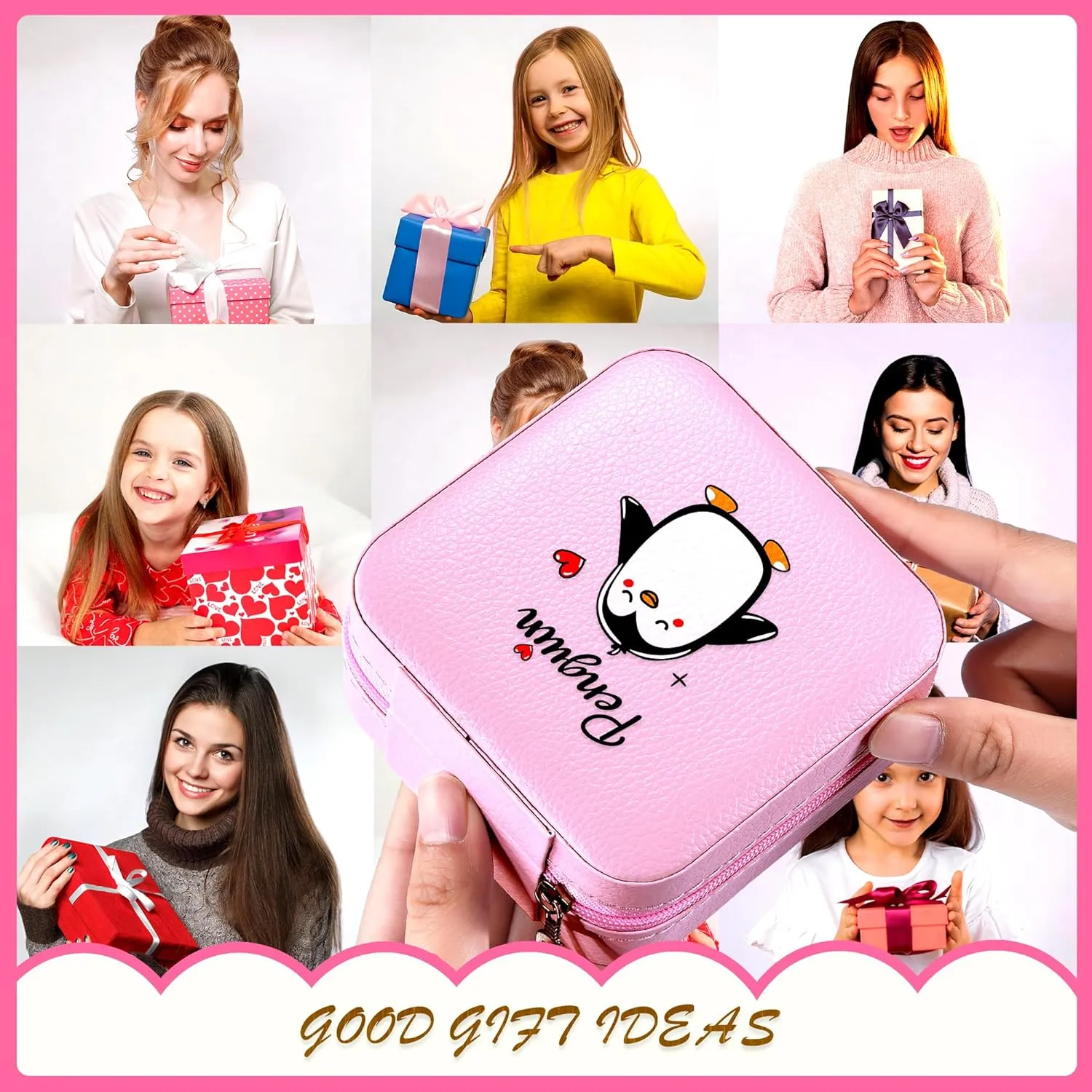 Jewelry Box, Penguin Gifts For Teens Teenage Girls Kids Age 6 7 8 9 10 11 12, Penguin Lovers Stuff Items Accessories Things Decor, Travel Ring Earrings Necklace Organizer Holder!