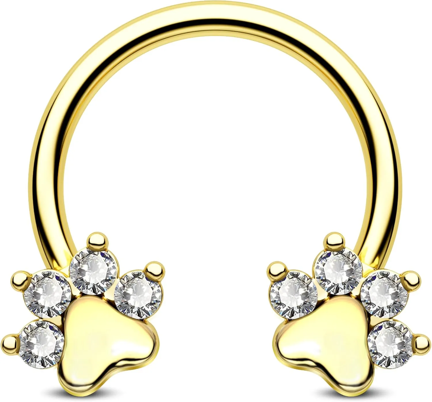 Jewseen Paw Septum Rings 16g Gold Septum Ring Daith Piercing Jewelry Surgical Steel Cartilage Earrings Hoop Nose Rings Hoop Conch Earrings for Women Men