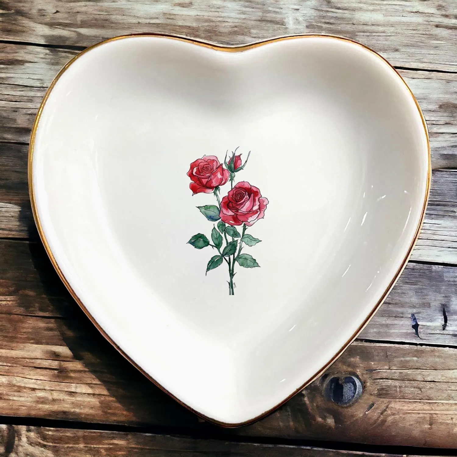 June Rose Flower Ring Dish-Red Floral Jewelry Dish for Hippie,Nature,Pace-January Flower for Mom,Mother-in-law,Step Mom,Godmother,Aunt,Grandma,Sister,Friend-Virgo Birthday Gifts