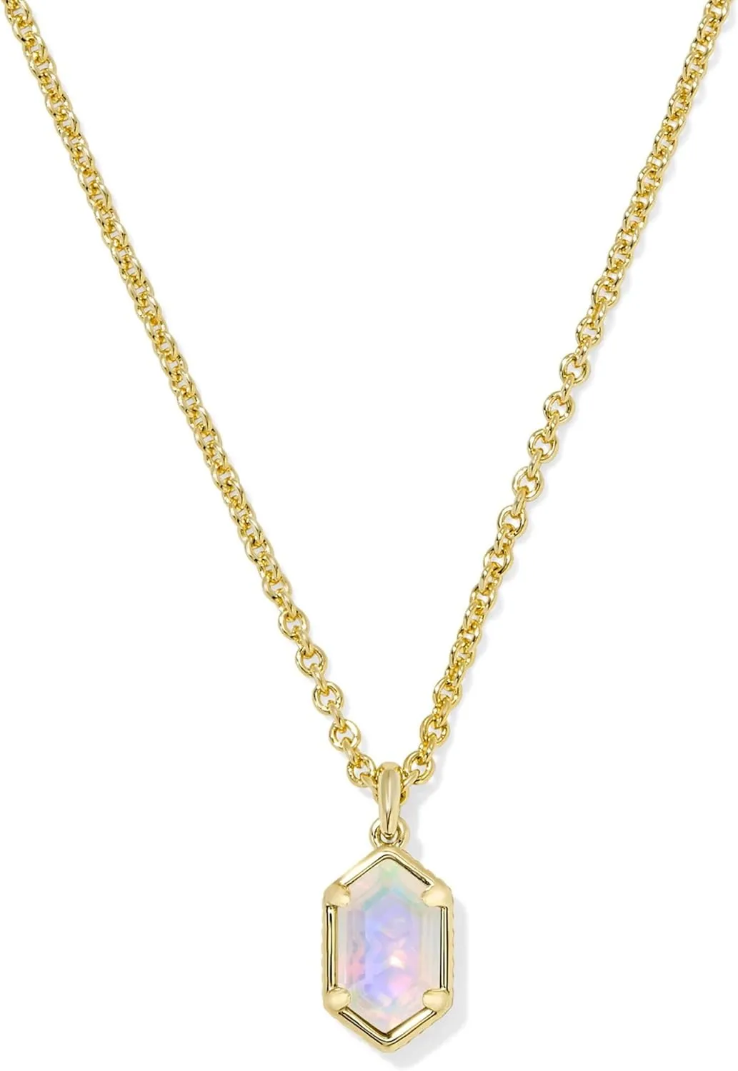 Kendra Scott Womens Hallie Short Pendant Necklace Gold Opalite Illusion One Size One Size