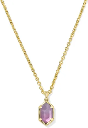 Kendra Scott Womens Hallie Short Pendant Necklace Gold Purple Watercolor Illusion One Size