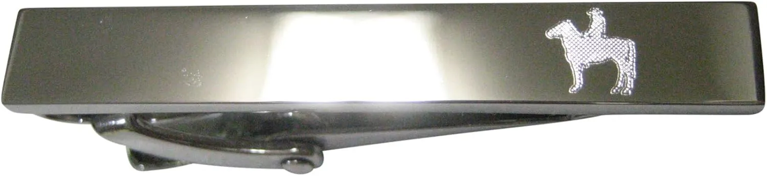 Kiola Designs Silver Toned Etched Sleek Cowboy Skinny Tie Clip