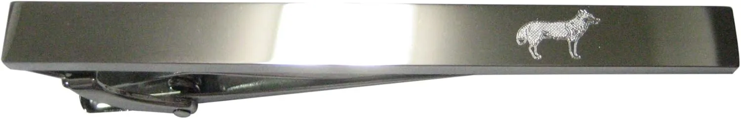 Kiola Designs Silver Toned Etched Sleek Full Dog Tie Clip