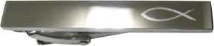 Kiola Designs Silver Toned Etched Sleek Religious Ichthys Fish V2 Skinny Tie Clip