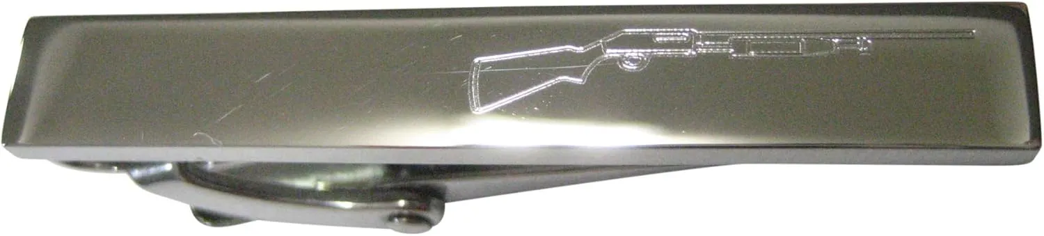 Kiola Designs Silver Toned Etched Sleek Shotgun Skinny Tie Clip