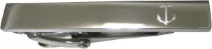 Kiola Designs Silver Toned Etched Sleek Skinny Nautical Anchor Skinny Tie Clip