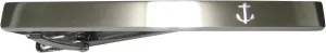 Kiola Designs Silver Toned Etched Sleek Skinny Nautical Anchor Tie Clip