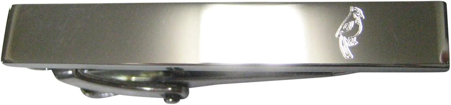 Kiola Designs Silver Toned Etched Sleek Small Tropical Bird Skinny Tie Clip