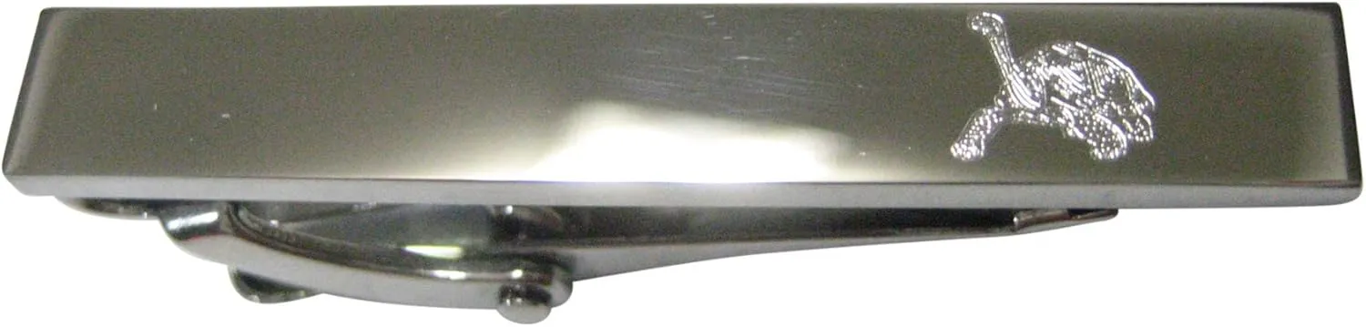 Kiola Designs Silver Toned Etched Sleek Tortoise Turtle Skinny Tie Clip