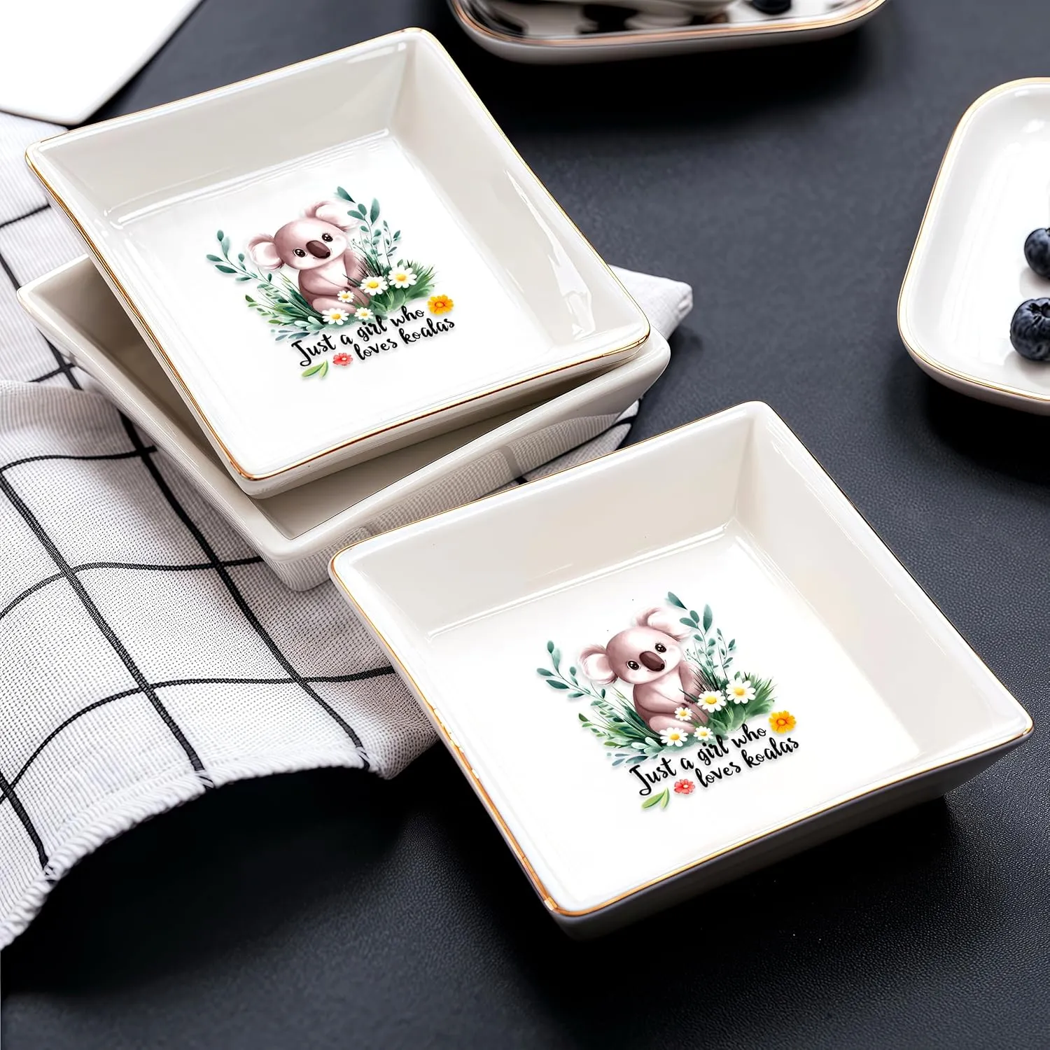 Koala Jewelry Ring Holder Dish Tray, Gifts For Women Teens Girls Kids, Koala Lovers Themed Stuff Things Decor Merch, Themed Home Room Ring Earrings Necklace Organizer Holder!