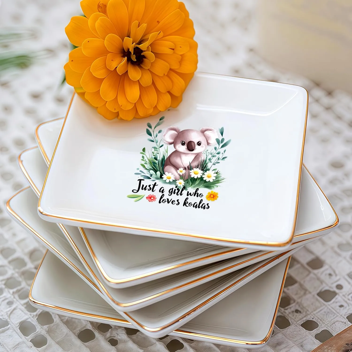 Koala Jewelry Ring Holder Dish Tray, Gifts For Women Teens Girls Kids, Koala Lovers Themed Stuff Things Decor Merch, Themed Home Room Ring Earrings Necklace Organizer Holder!
