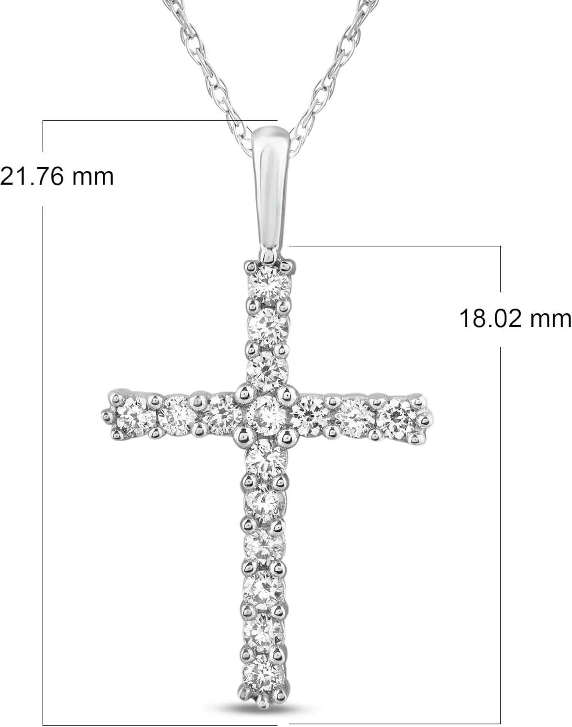 Lab Grown Diamond Cross Pendant Necklace for Women, 1/20-1/2 CT, 16 inches 925 Sterling Silver Chain, Diamond Cross Neck Jewelry Gift for Her