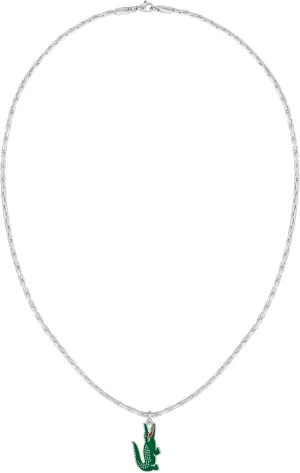Lacoste Men's Arthor Jewelry Necklace, Stainless Steel, Rectangular Box Chain Necklace, Reversible Pendant, Fashionable