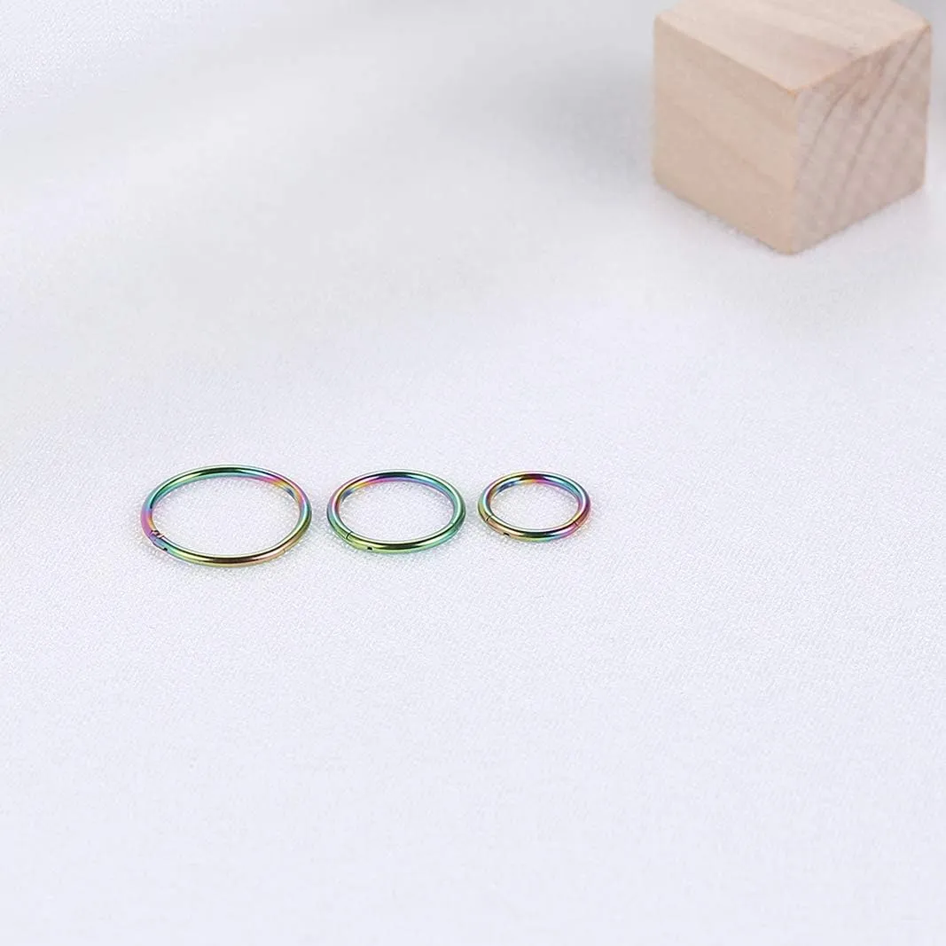 Lantine 6-12Pcs 18g 20g Nose Rings for Women Men 316L Surgical Steel 16g Septum Ring Cute Tiny Cartilage Helix Conch Daith Tragus Earrings 6-16mm Set