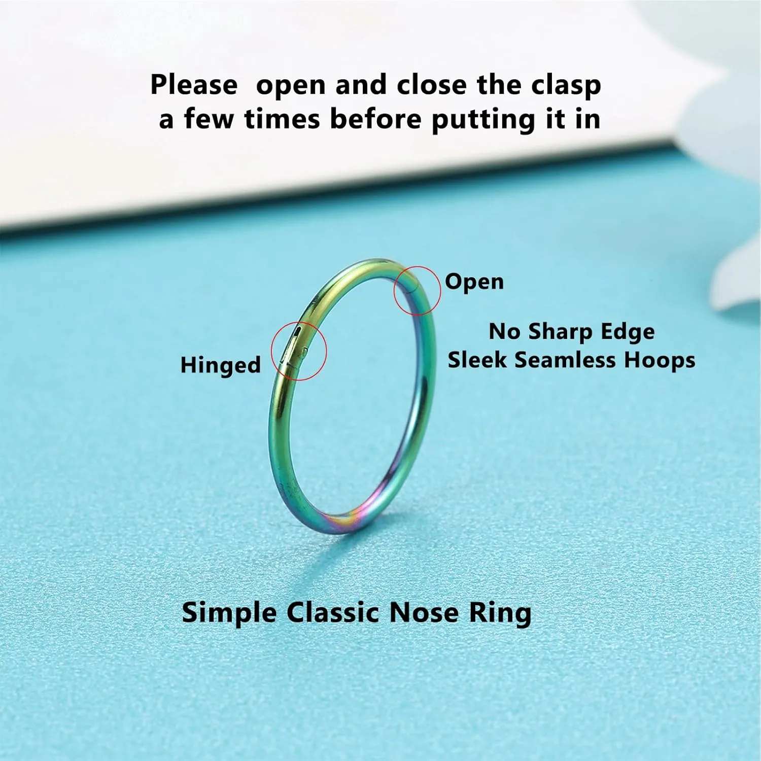 Lantine 6-12Pcs 18g 20g Nose Rings for Women Men 316L Surgical Steel 16g Septum Ring Cute Tiny Cartilage Helix Conch Daith Tragus Earrings 6-16mm Set