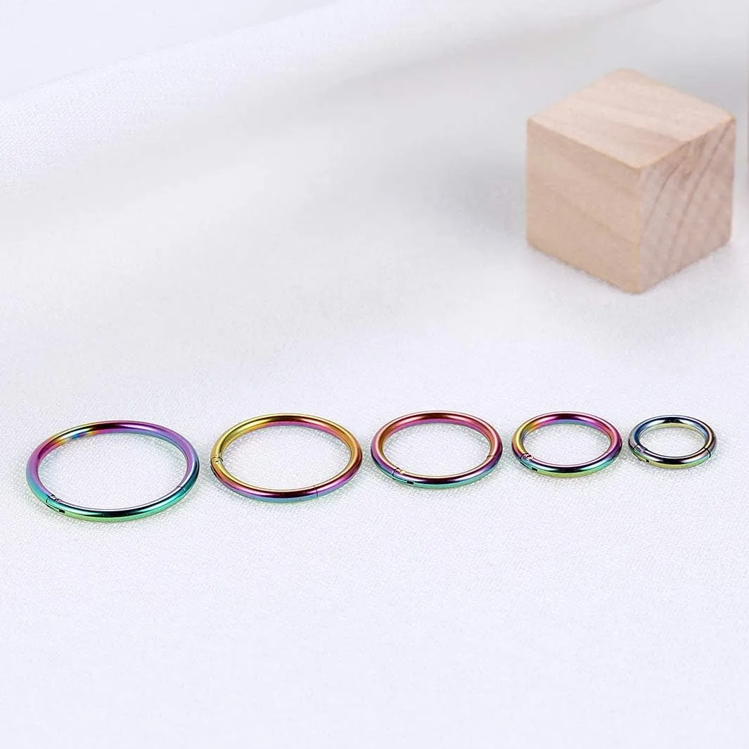 Lantine 6-12Pcs 18g 20g Nose Rings for Women Men 316L Surgical Steel 16g Septum Ring Cute Tiny Cartilage Helix Conch Daith Tragus Earrings 6-16mm Set