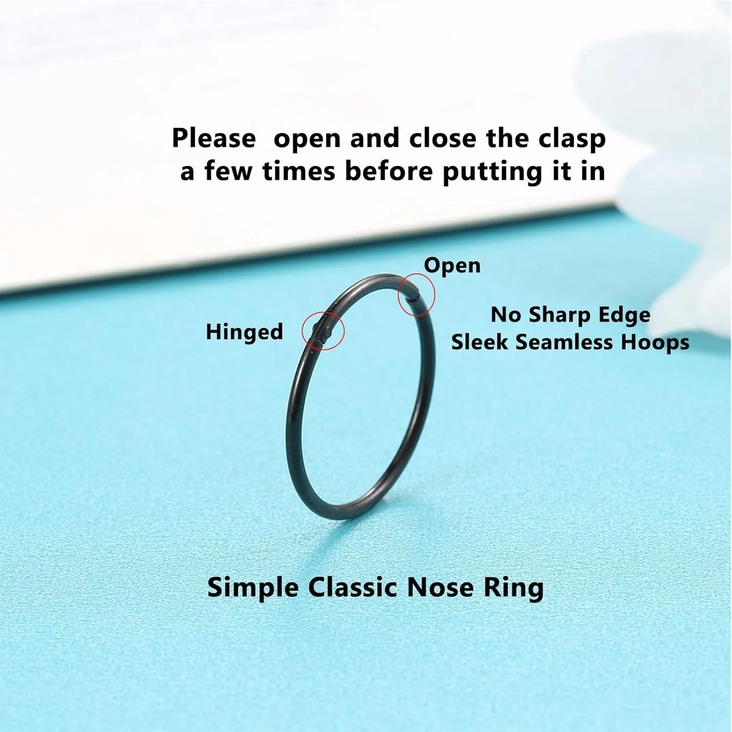 Lantine 6-12Pcs 18g 20g Nose Rings for Women Men 316L Surgical Steel 16g Septum Ring Cute Tiny Cartilage Helix Conch Daith Tragus Earrings 6-16mm Set