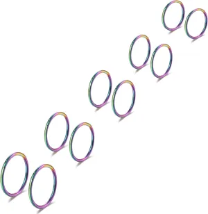 Lantine 6-12Pcs 18g 20g Nose Rings for Women Men 316L Surgical Steel 16g Septum Ring Cute Tiny Cartilage Helix Conch Daith Tragus Earrings 6-16mm Set