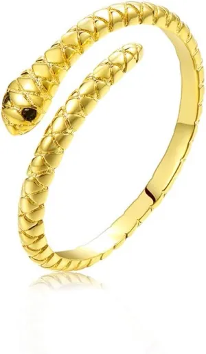 LEMON GRASS Little Snake Silver Ring Adjustable Wrap Open Rings One Size