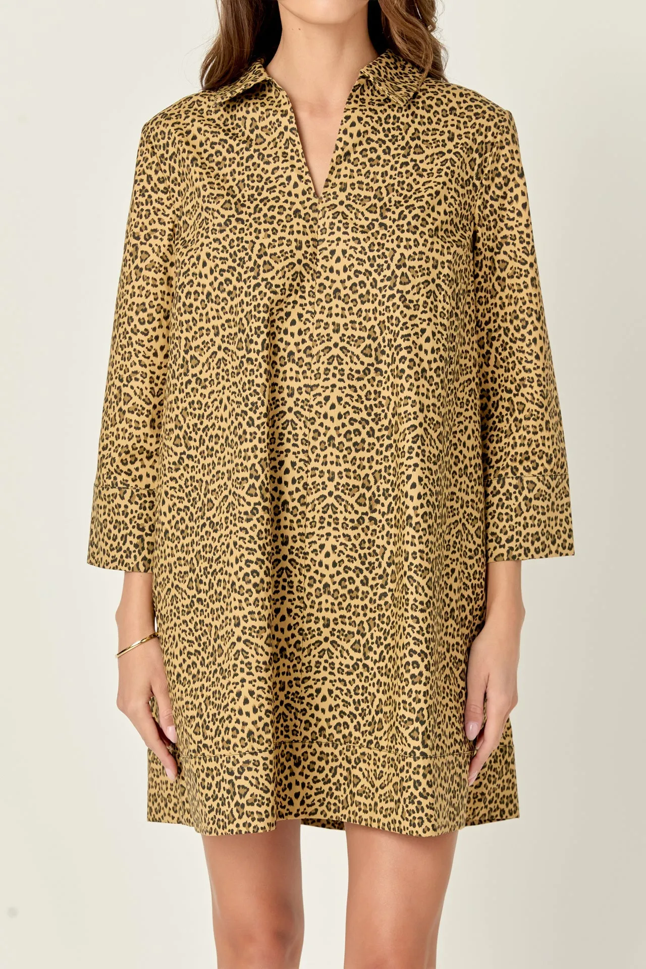 Leopard Collar Mini Dress