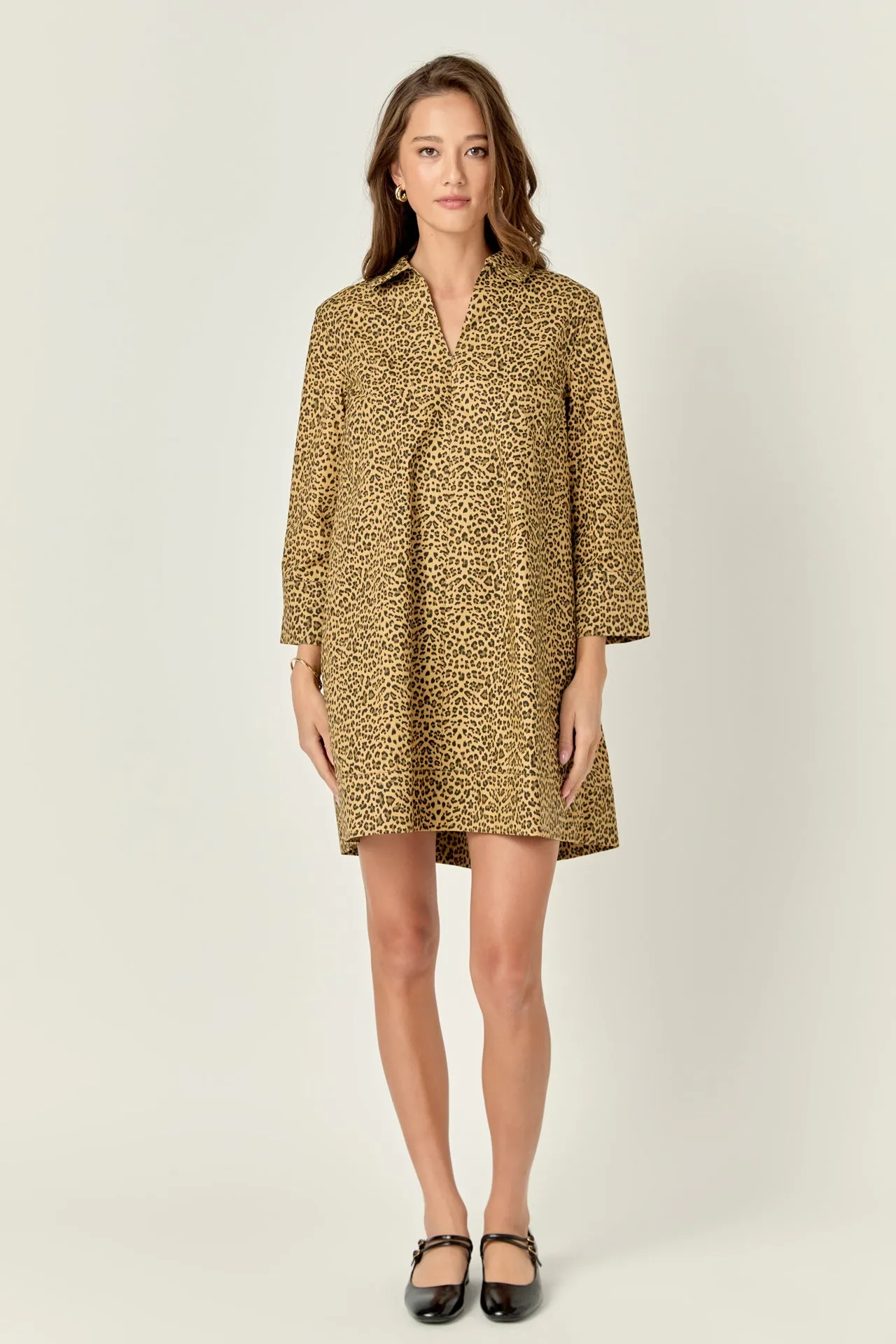 Leopard Collar Mini Dress