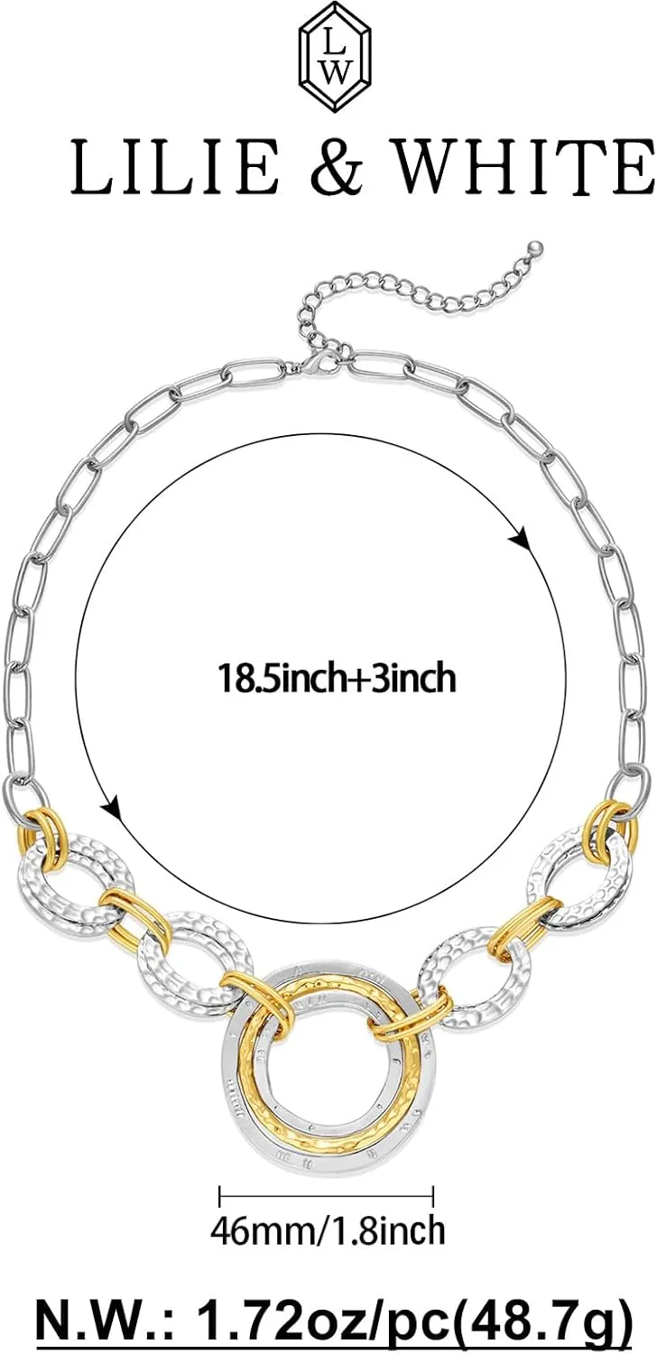 LILIE&WHITE Gold And Silver Chain Necklace For Women Rope Chain Necklace Chic Link Chunky Gold Necklace Fashion Jewelry