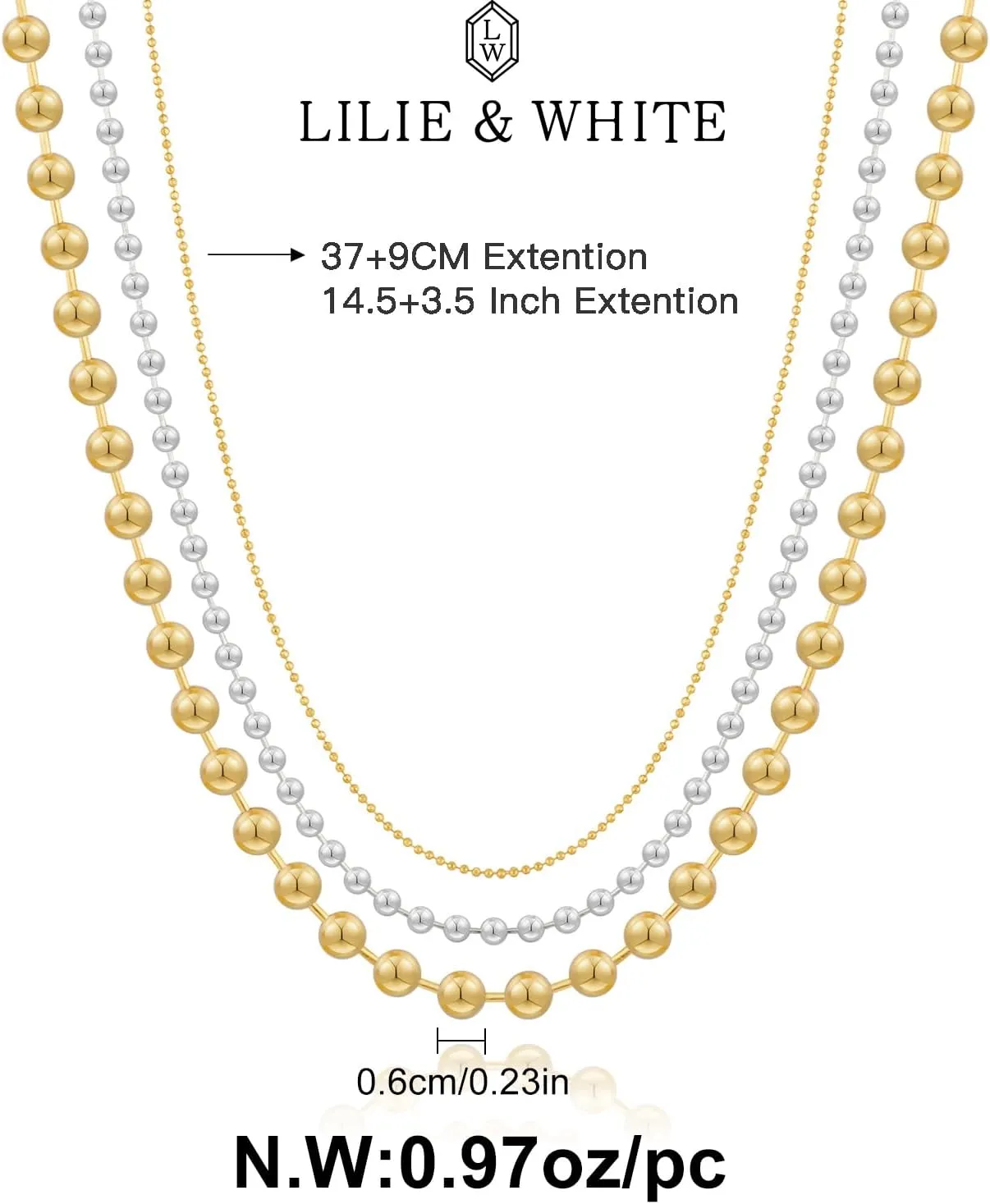 LILIE&WHITE Gold And Silver Chain Necklace For Women Rope Chain Necklace Chic Link Chunky Gold Necklace Fashion Jewelry