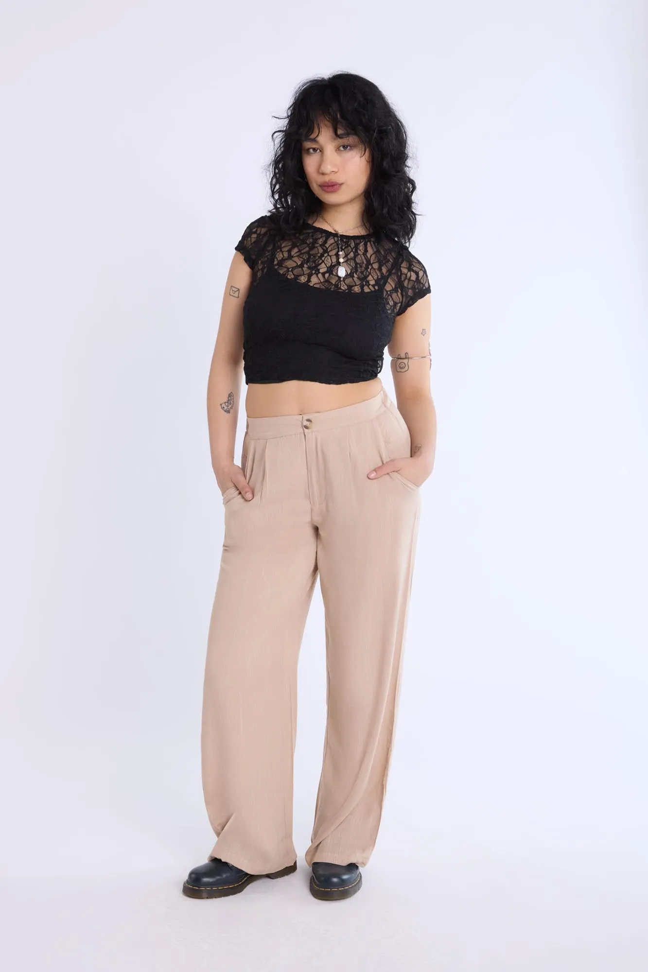 Lined Wide-Leg Pant