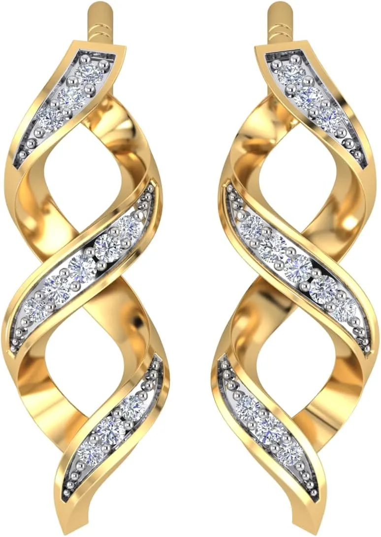 LOVE DIAMOND Women's 10K Solid Gold & Diamond Twisted Crossover Earrings (DJE3616)