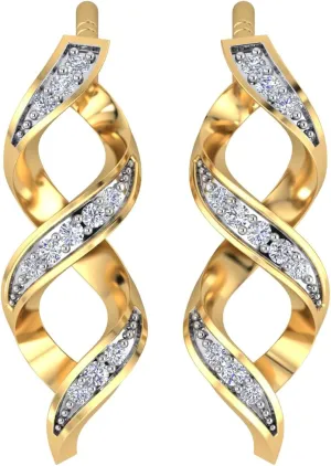 LOVE DIAMOND Women's 10K Solid Gold & Diamond Twisted Crossover Earrings (DJE3616)