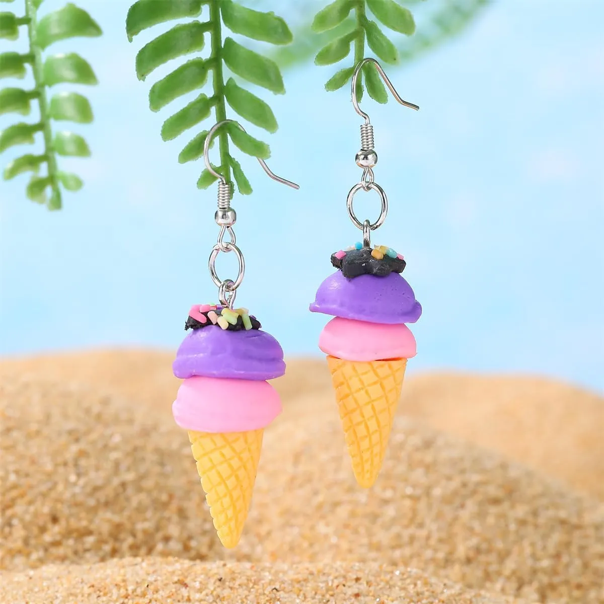 Lovely Resin Ice Cream Dangle Earrings - Funny Imitation Food Drop Earrings for Women, Summer Sweet Style Jewelry