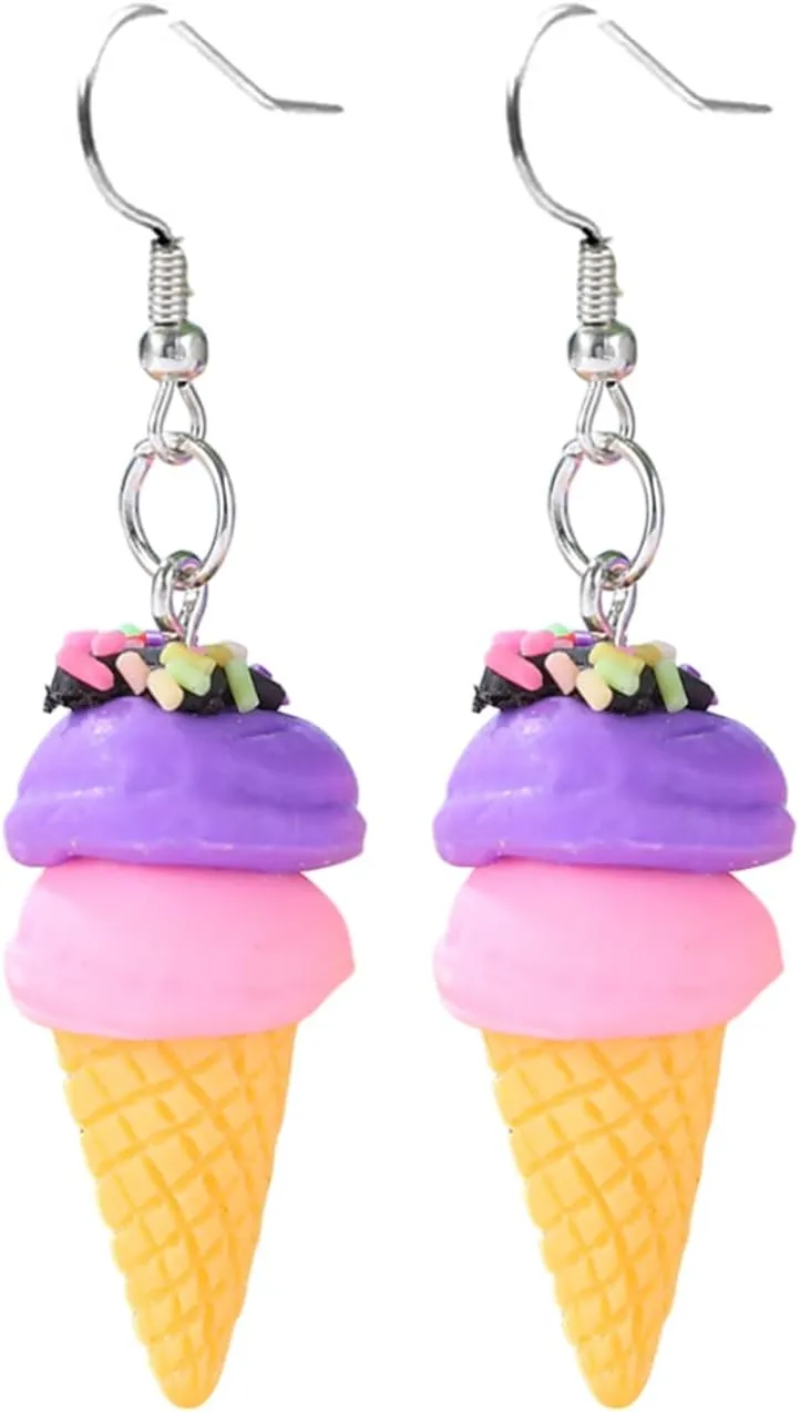 Lovely Resin Ice Cream Dangle Earrings - Funny Imitation Food Drop Earrings for Women, Summer Sweet Style Jewelry