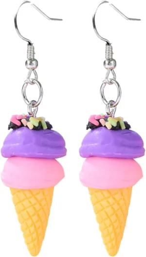 Lovely Resin Ice Cream Dangle Earrings - Funny Imitation Food Drop Earrings for Women, Summer Sweet Style Jewelry