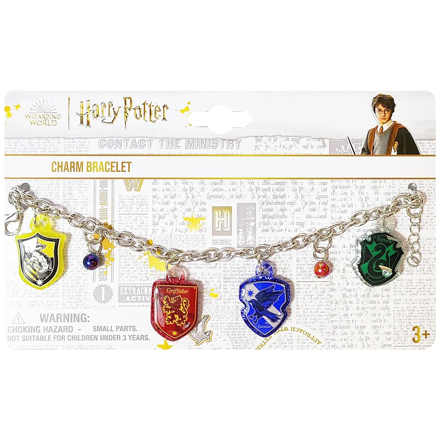 LUV HER Harry Potter 7" Bracelet with 4 Metal Charms, for Boys and Girls, Ages 3 