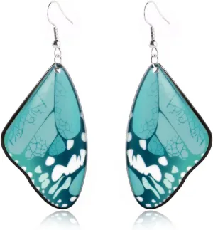 MALOYANVE Butterfly Wing Earrings for Women Asymmetric Boho Colorful Monarch Butterfly Wings Dangle Earrings Chic Jewelry Summer Vacation
