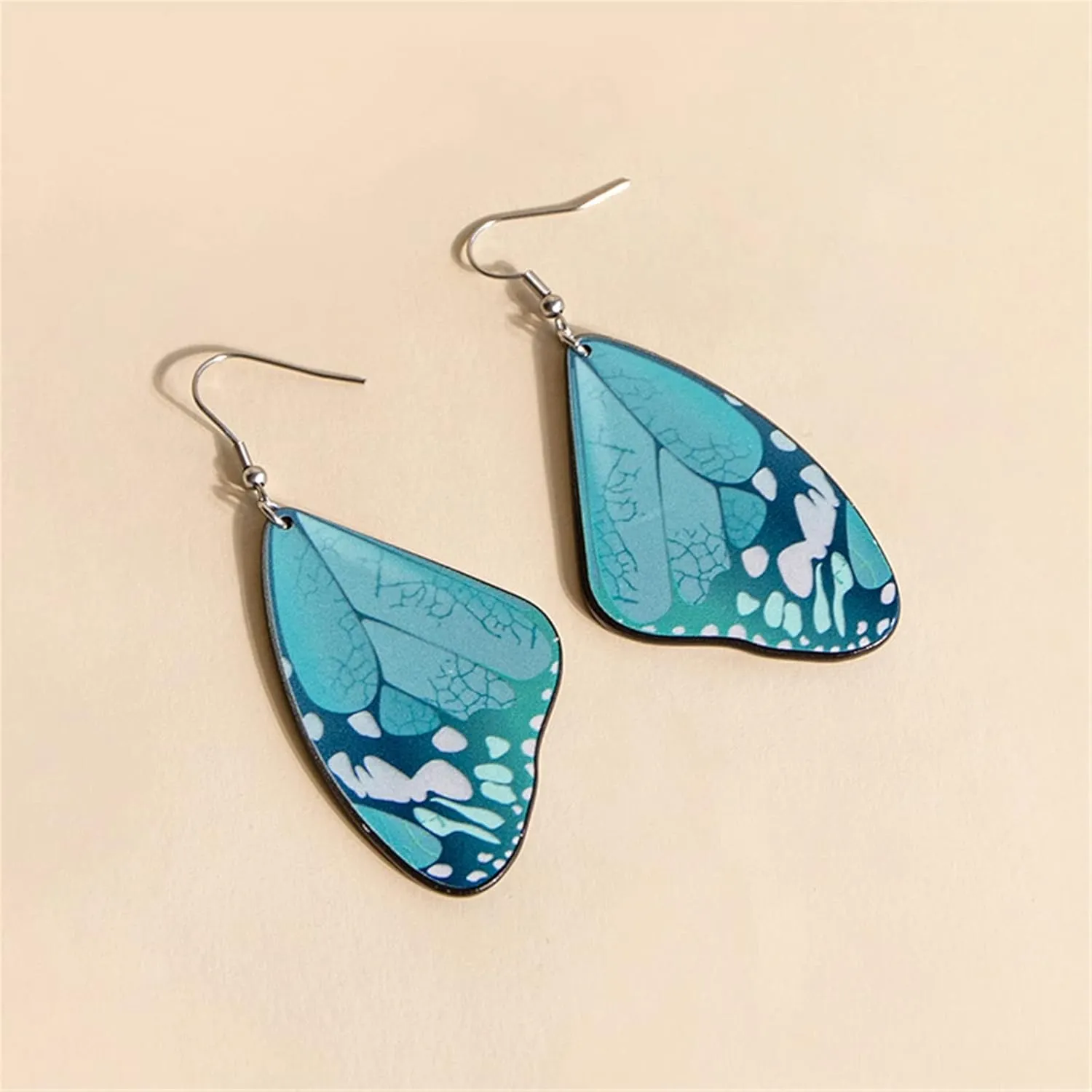 MALOYANVE Butterfly Wing Earrings for Women Asymmetric Boho Colorful Monarch Butterfly Wings Dangle Earrings Chic Jewelry Summer Vacation