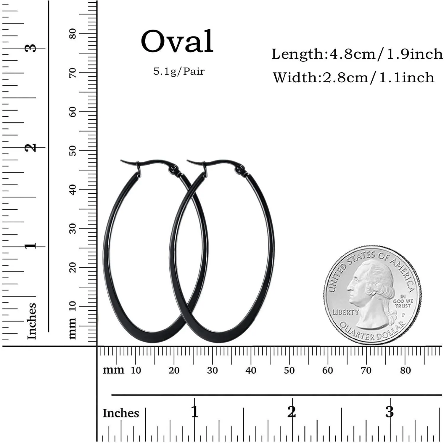 MengPa Hoop Earrings for Women Black Gold Plated Loops Drop Earring Fashion Jewelry