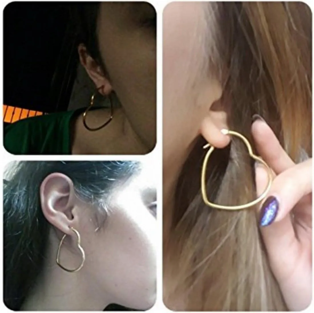 MengPa Hoop Earrings for Women Black Gold Plated Loops Drop Earring Fashion Jewelry