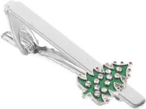Men's Christmas Tree Tie Clip Metal Tie Bar Pinch Clips for Holiday Formal Attire