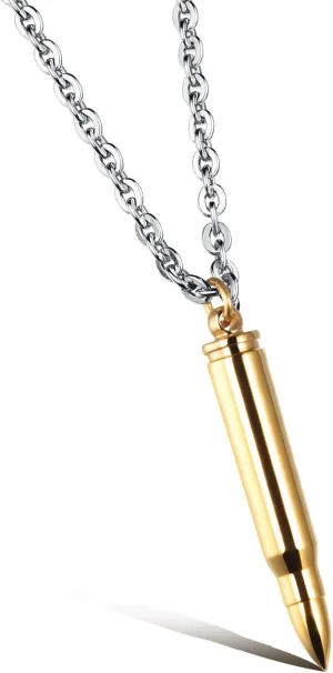 Metal Bullet Pendant Necklace Men, Stainless Steel Men's Necklaces, Characteristic Hip-hop Necklace for Men Gifts for Boyfriend Husband Friends