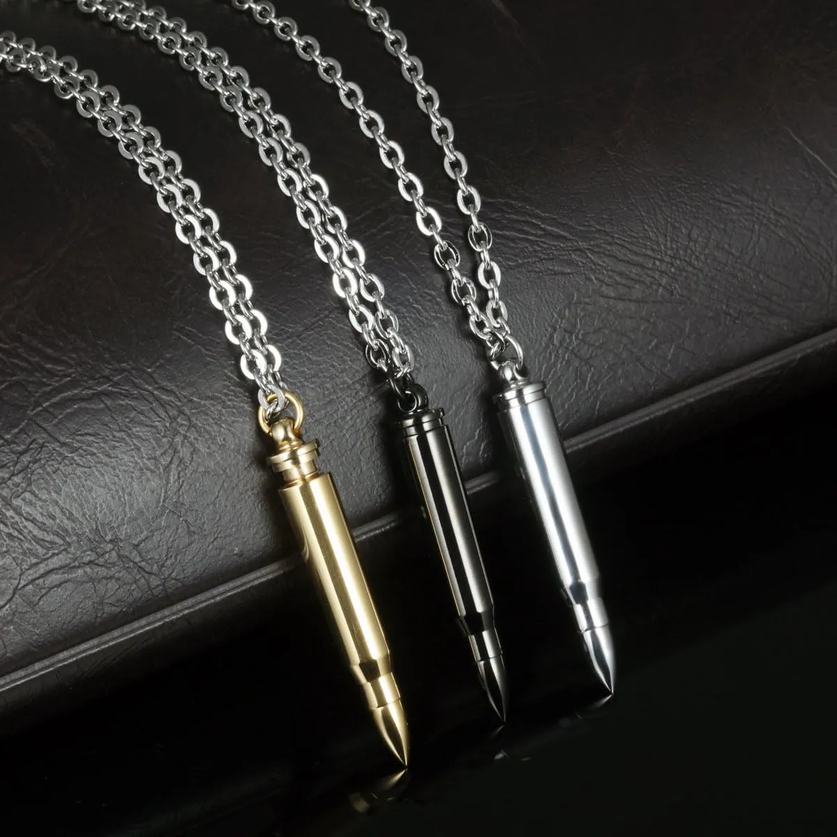 Metal Bullet Pendant Necklace Men, Stainless Steel Men's Necklaces, Characteristic Hip-hop Necklace for Men Gifts for Boyfriend Husband Friends