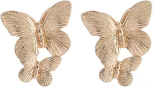 Metal Stud Butterfly Earrings Large Double Flower Earrings Flower Statement Earrings Chic and personalized jewelry for women girls