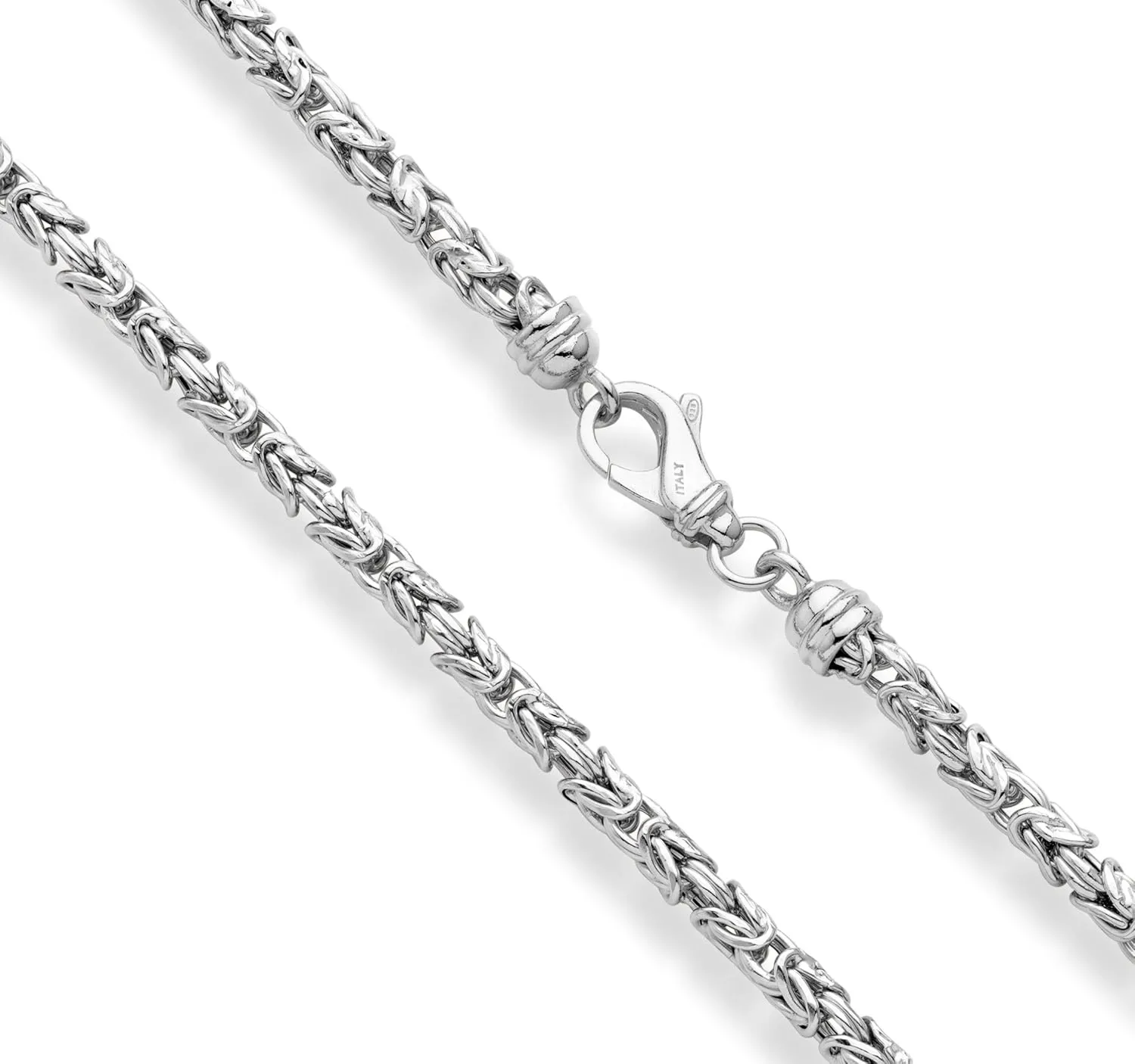 Miabella Italian 925 Sterling Silver 4.5mm Round Byzantine Link Chain Necklace for Women Men, Handmade in Italy