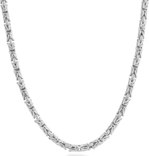 Miabella Italian 925 Sterling Silver 4.5mm Round Byzantine Link Chain Necklace for Women Men, Handmade in Italy