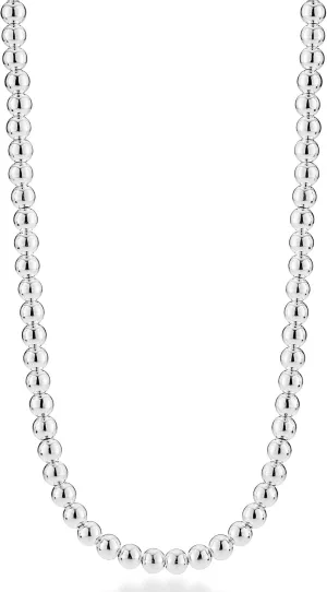 Miabella Italian 925 Sterling Silver Handmade 4mm Bead Ball Strand Chain Necklace for Women, Made in Italy