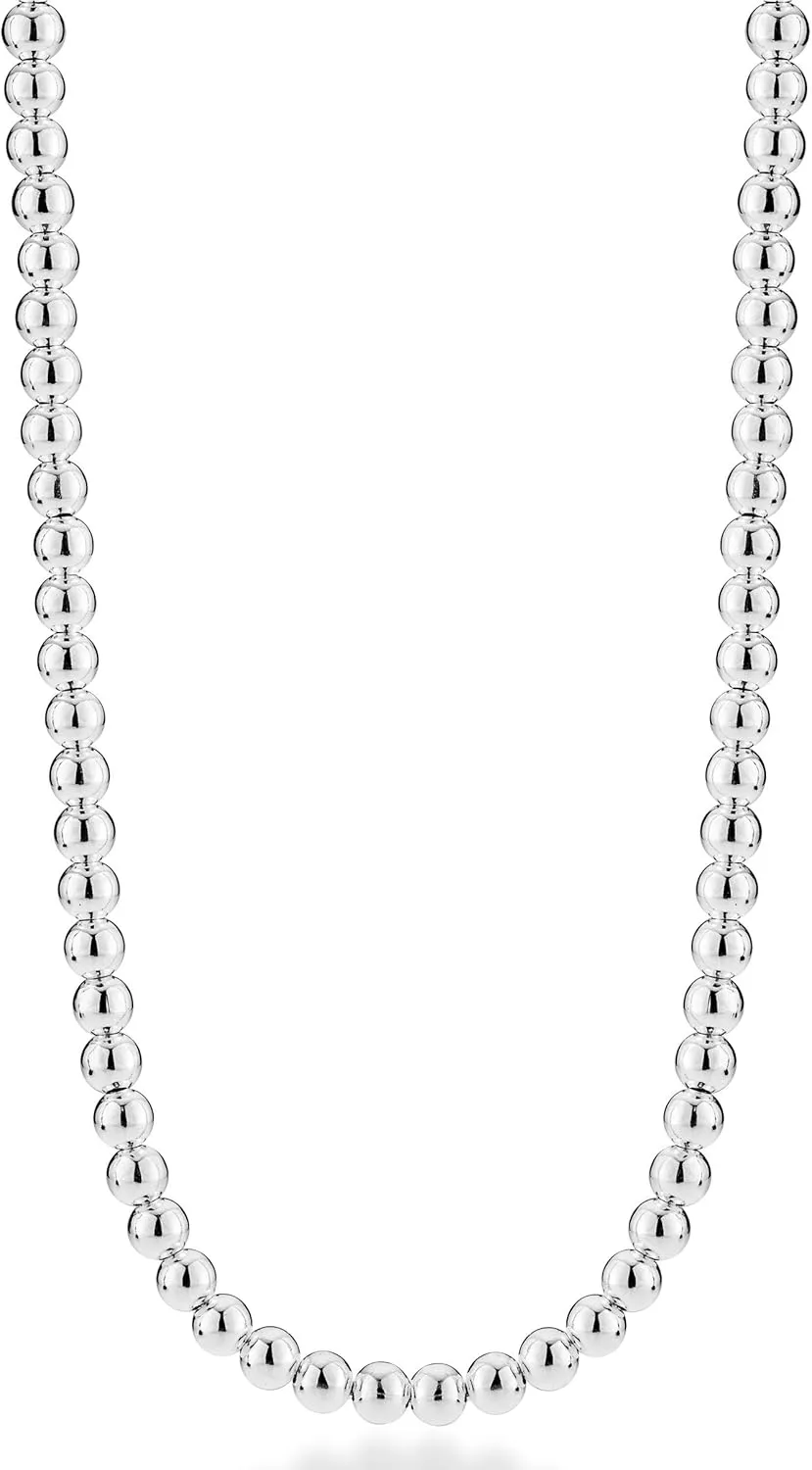 Miabella Italian 925 Sterling Silver Handmade 4mm Bead Ball Strand Chain Necklace for Women, Made in Italy