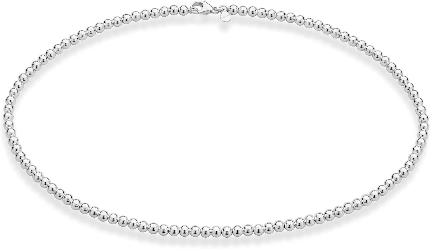 Miabella Italian 925 Sterling Silver Handmade 4mm Bead Ball Strand Chain Necklace for Women, Made in Italy