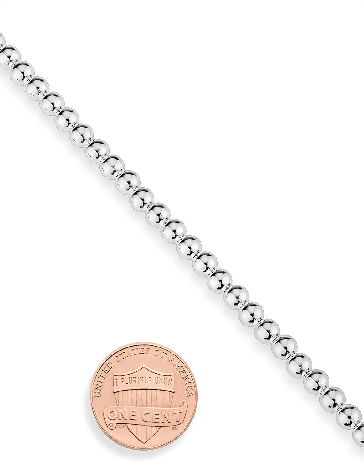 Miabella Italian 925 Sterling Silver Handmade 4mm Bead Ball Strand Chain Necklace for Women, Made in Italy