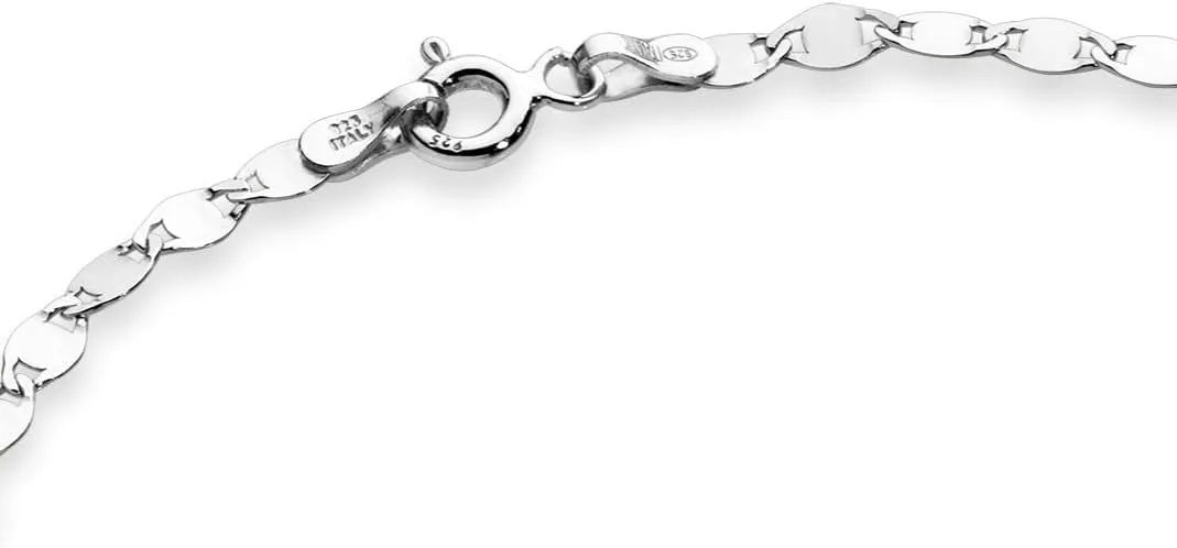 Miabella Italian 925 Sterling Silver or 18K Gold Plated Silver Sparkle Mirror Link Chain Bracelet for Women, Made in Italy