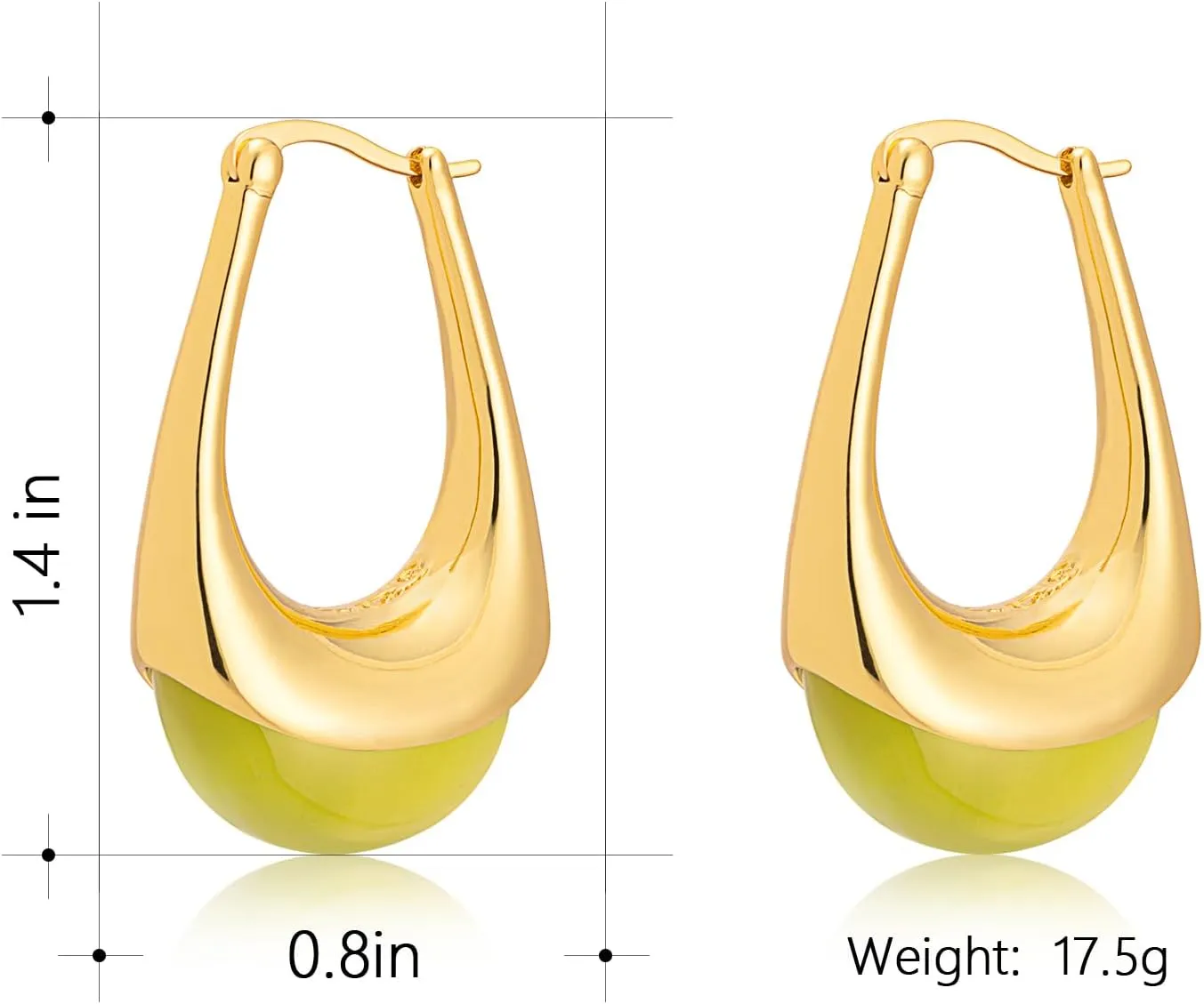 Milan Chiva 14K Gold Acrylic Rectangle Clear Earrings for Women, Plated Chunky Earrings Geometric Minimalist Statement Lightweight Huggie Dainty Hypoallergenic Hoop Earrings for Womens Jewelry